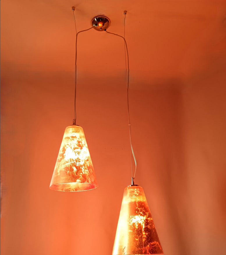 Vintage Pendant Light in Murano Gold Glass, 1990s - 7