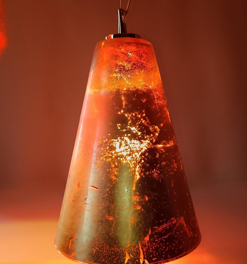 Vintage Pendant Light in Murano Gold Glass, 1990s - 9