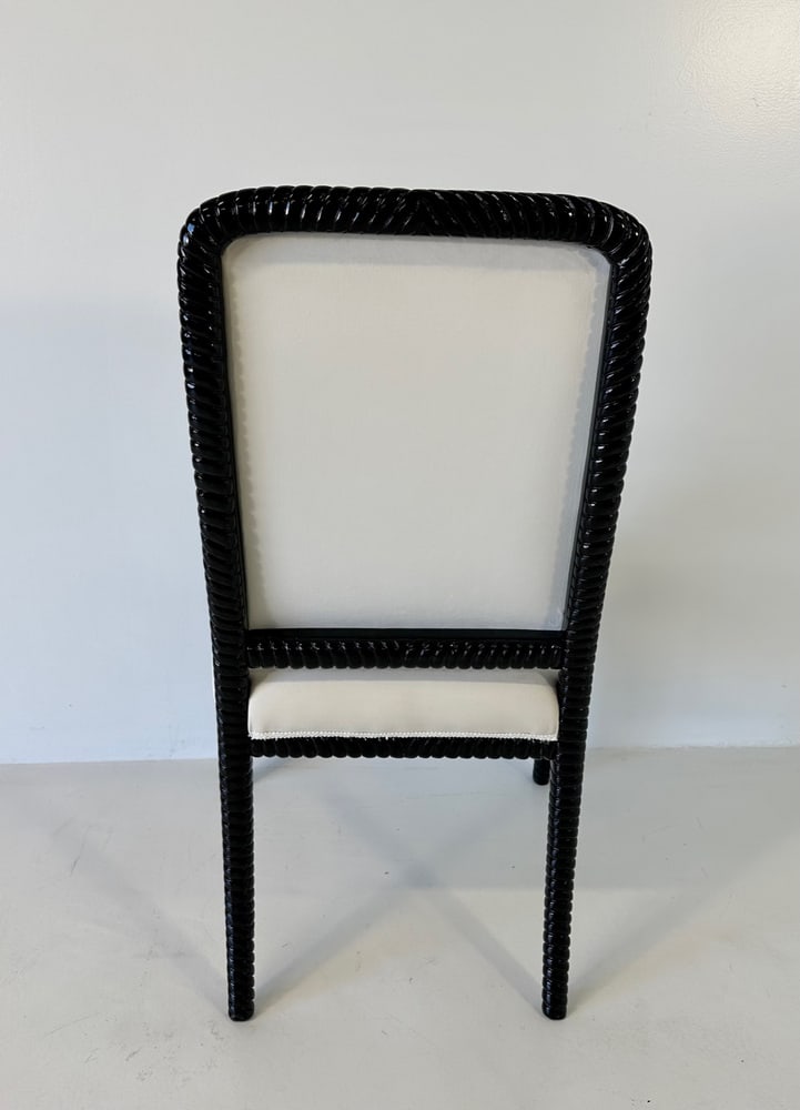 Cream Velvet and Black Lacquered Chairs, Set of 6 - 15