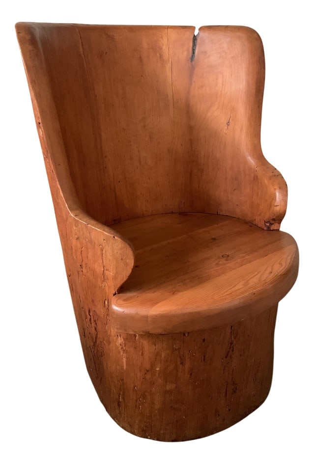 Swedish Pine Log Stump Chair Kubbstol 1970s, 1960s (1 of 16)