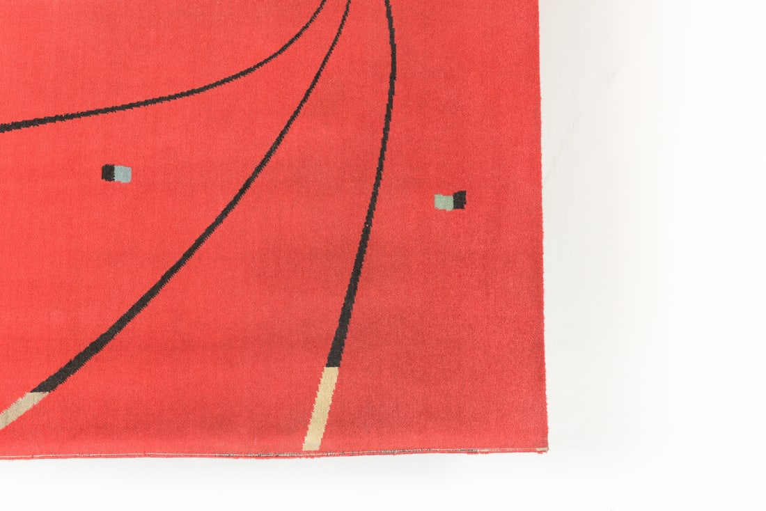 German Wool Rug with Graphic Design, 1950s - 6