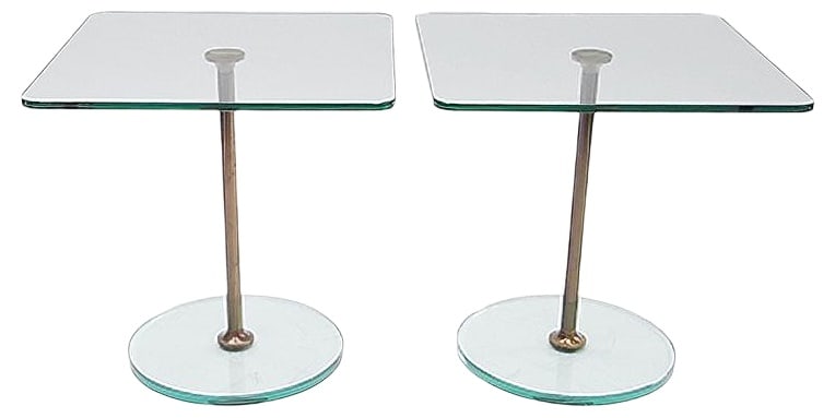 Glass & Brass Side Tables, 1960s, Set of 2 (1 of 18)