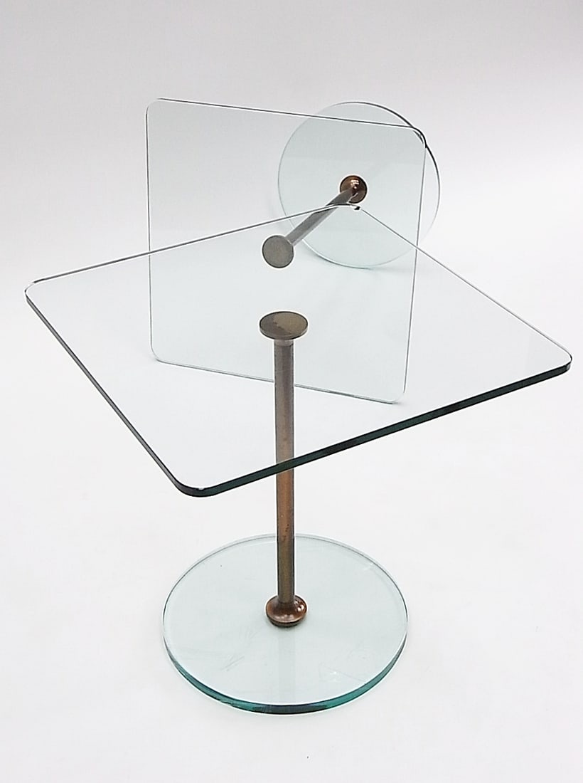 Glass & Brass Side Tables, 1960s, Set of 2 - 2