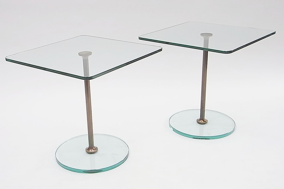 Glass & Brass Side Tables, 1960s, Set of 2 - 3