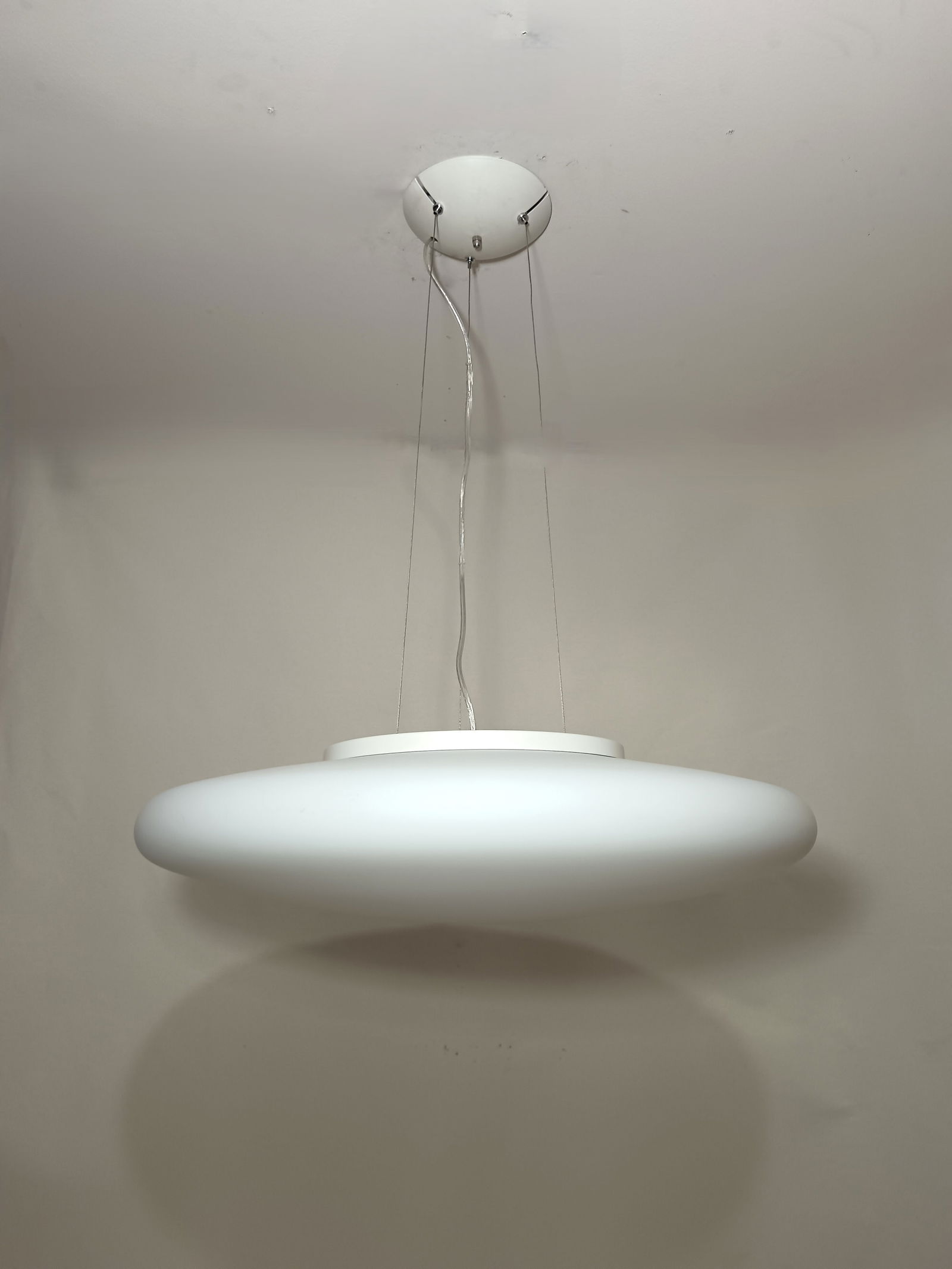 Large Pendant Light in Murano Opaline Glass, 1990s - 2