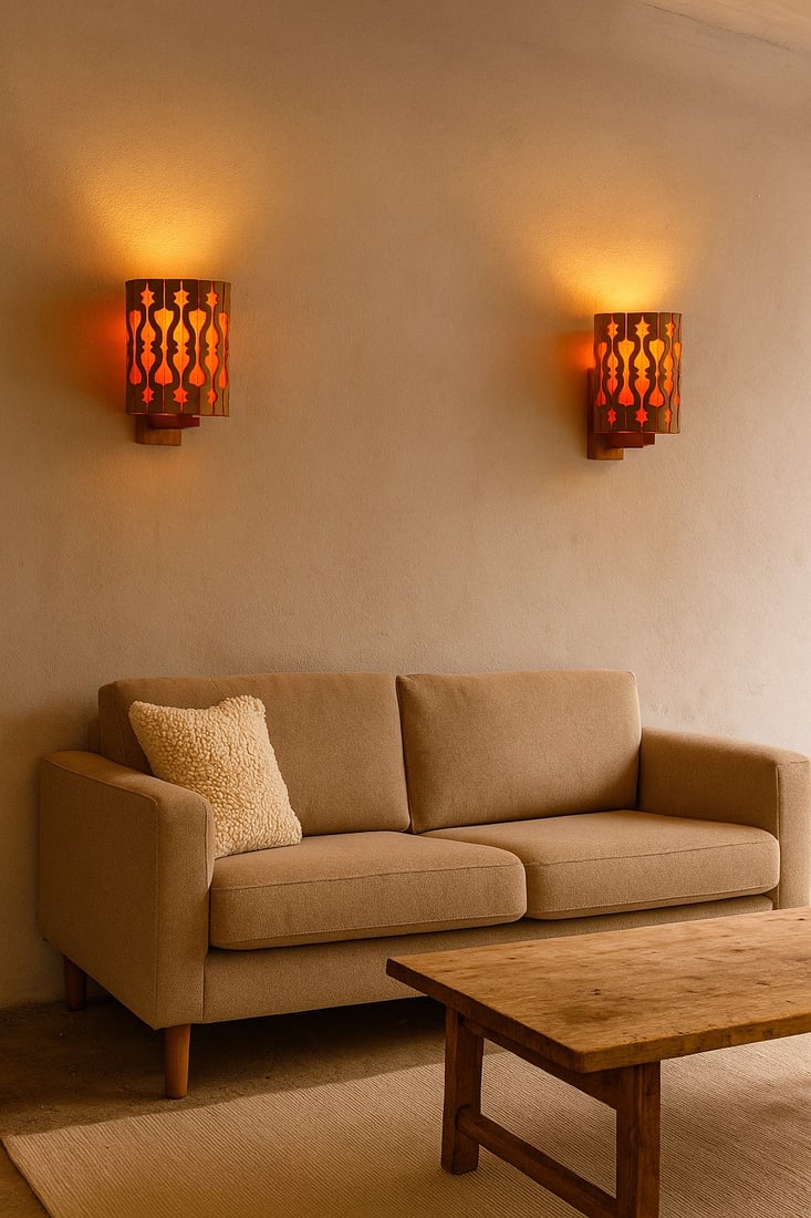 Vintage Scandinavian Pine Sconces, 1975, Set of 2 - 2