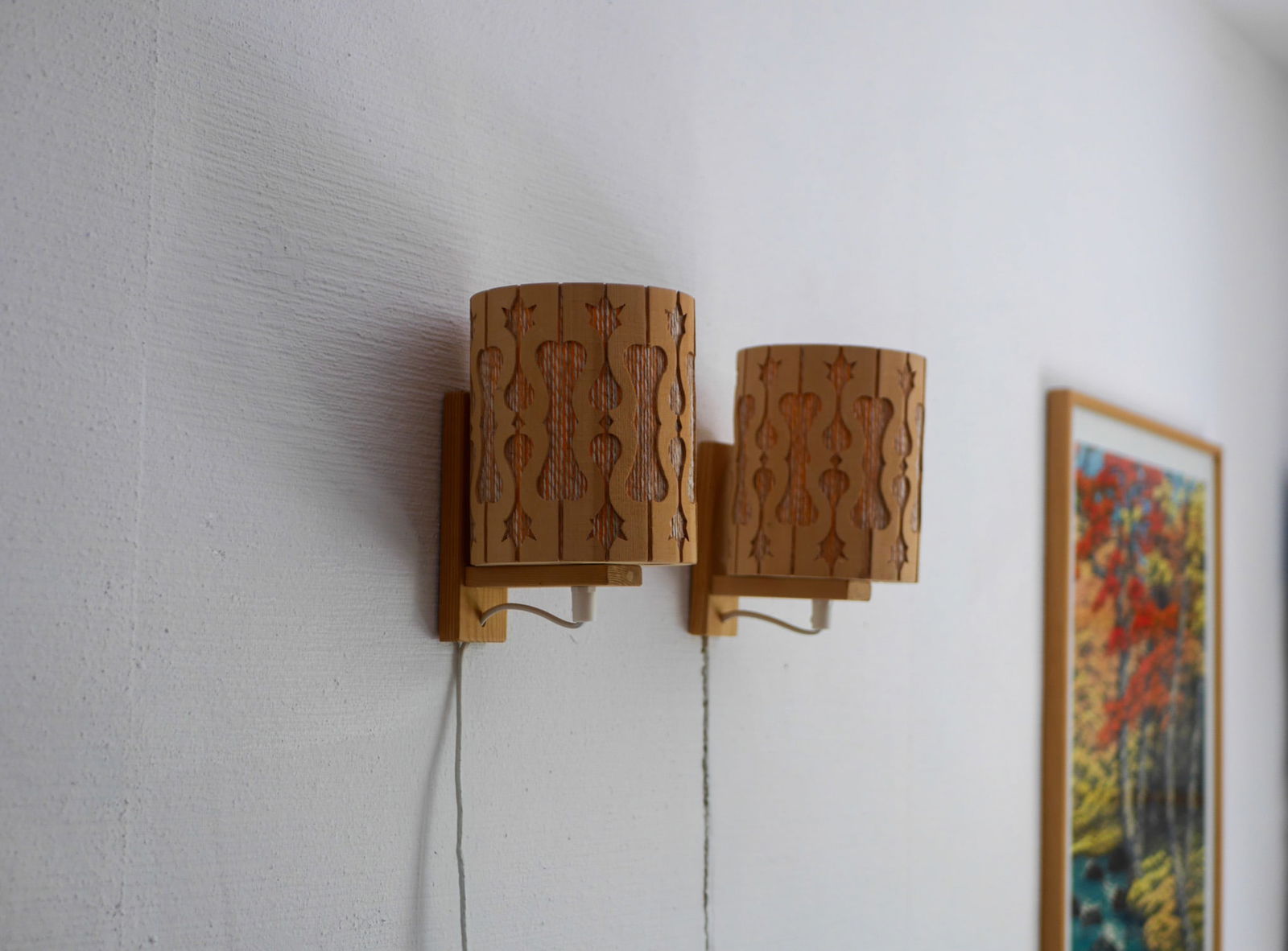 Vintage Scandinavian Pine Sconces, 1975, Set of 2 - 5