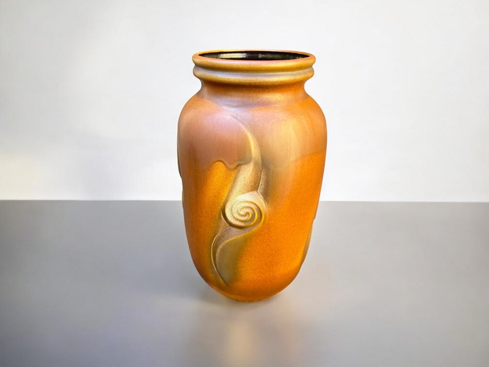 Large Bay Floor Vase in Brown Ceramic, 1960s - 8
