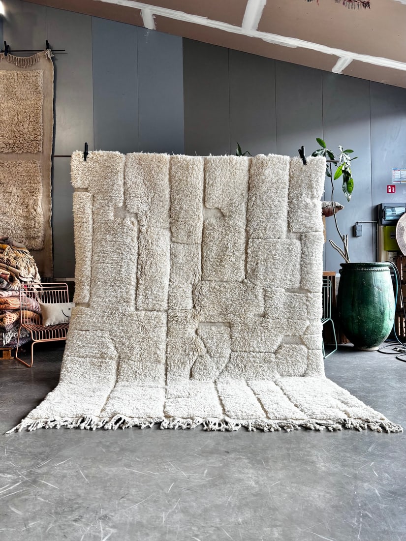 Large Moroccan Mrirt Beni Ouarain Wool Rug, 1990 - 2