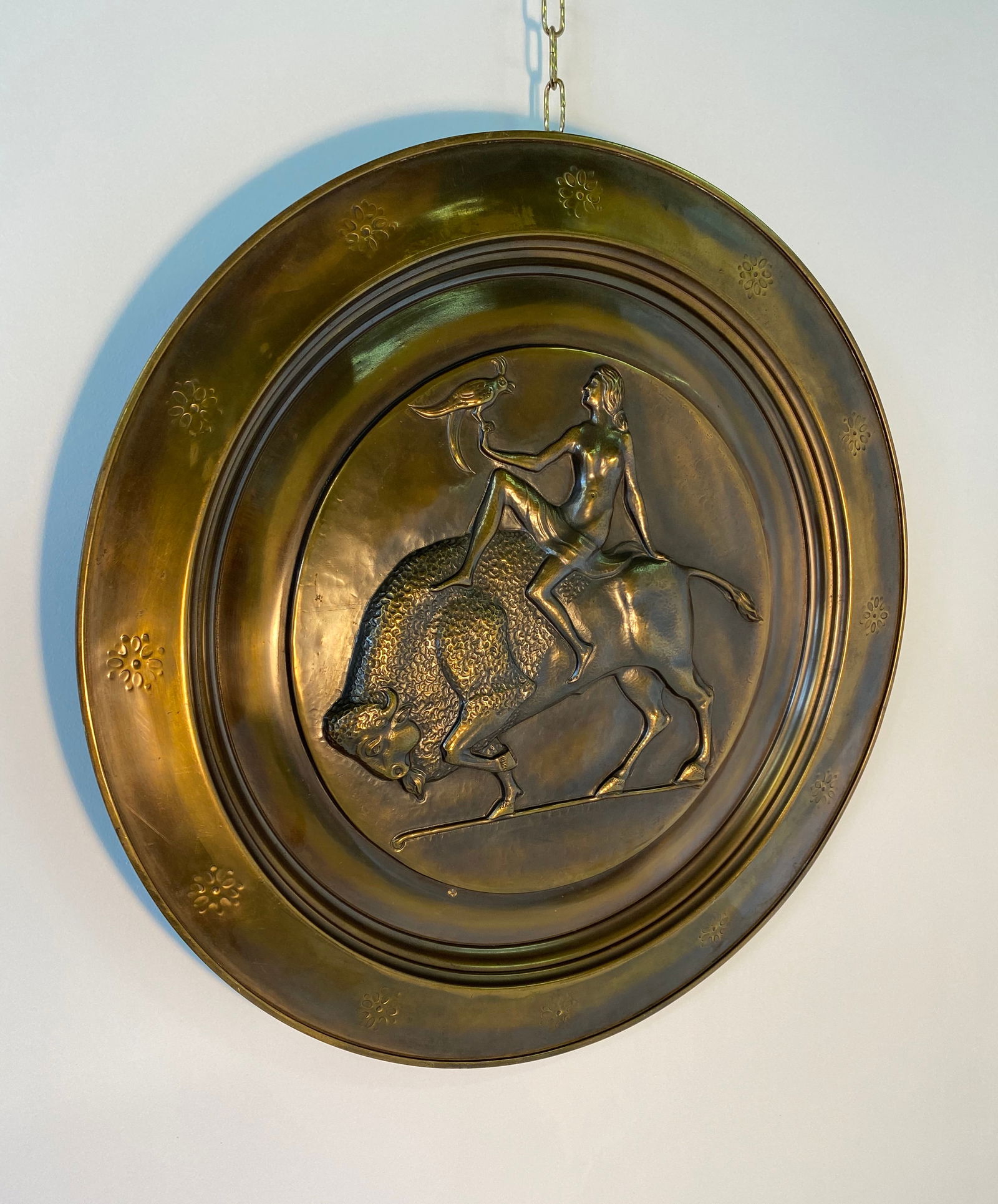 Art Deco Decorative Brass Plates, 1940s, Set of 2 - 3