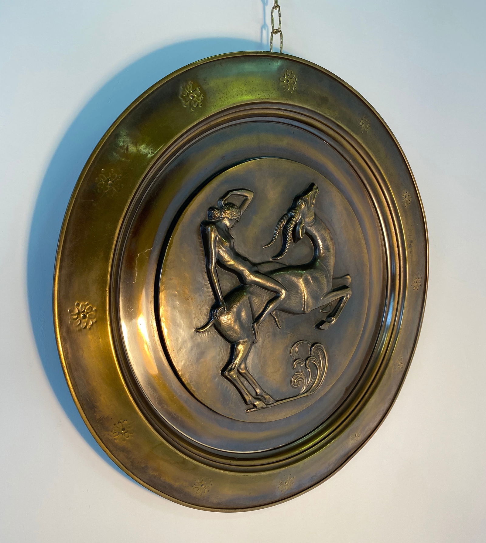 Art Deco Decorative Brass Plates, 1940s, Set of 2 - 4
