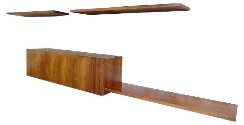 Rosewood Wall System from Banz Bord, Set of 4: Mid-Century Floating Rosewood Wall System from Banz Bord, 1960s, Set of 4Rare “Banz Bord” Floating Wall System by Dr. Banz, 1960sStunning and highly sought-after “Banz Bord”