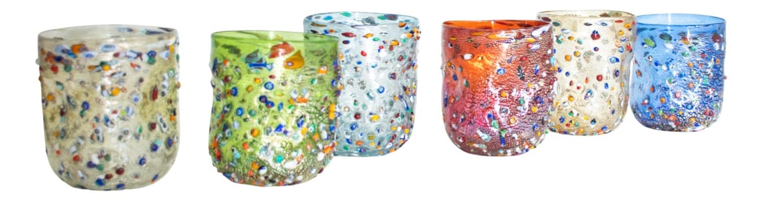 Murano Glasses by Verres for Ribes, 2010, Set of 6: All your friends will remember how gorgeous your glasses are and you will receive so many compliments for the decoration of your table. this is an outstanding set of Murano glasses in six different
