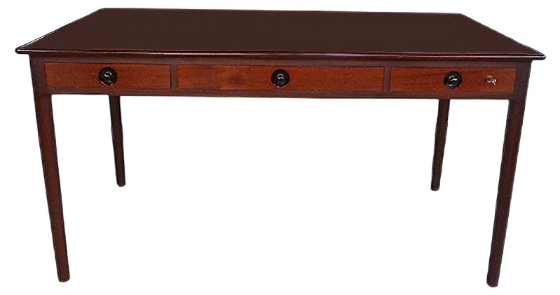 Mahogany Desk by Hans J. Wegner for PP Møbler: This writing desk was designed by Hans J. Wegner for the Danish manufacturer PP Møbler in 1955. The desk is a piece of classic high-end Danish craftsmanship. It features quality oak wood that is