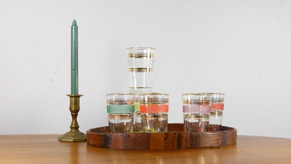 Frost & Gold Bands Glasses, 1950s, Set of 6 - 4