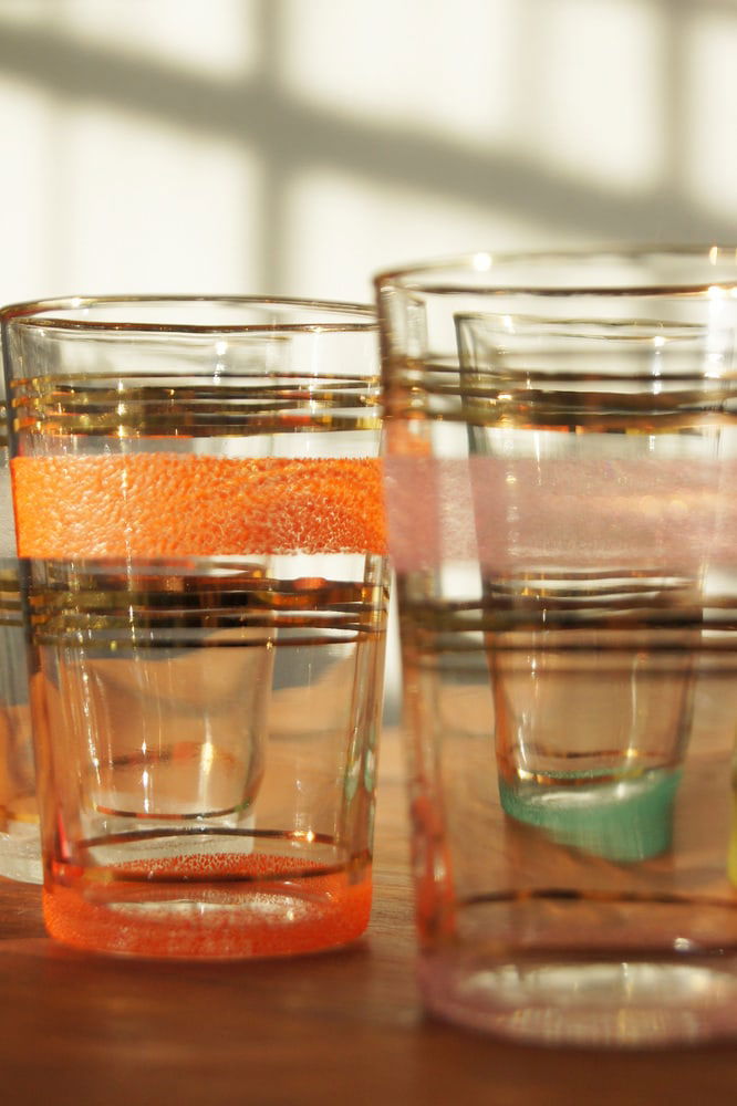 Frost & Gold Bands Glasses, 1950s, Set of 6 - 7