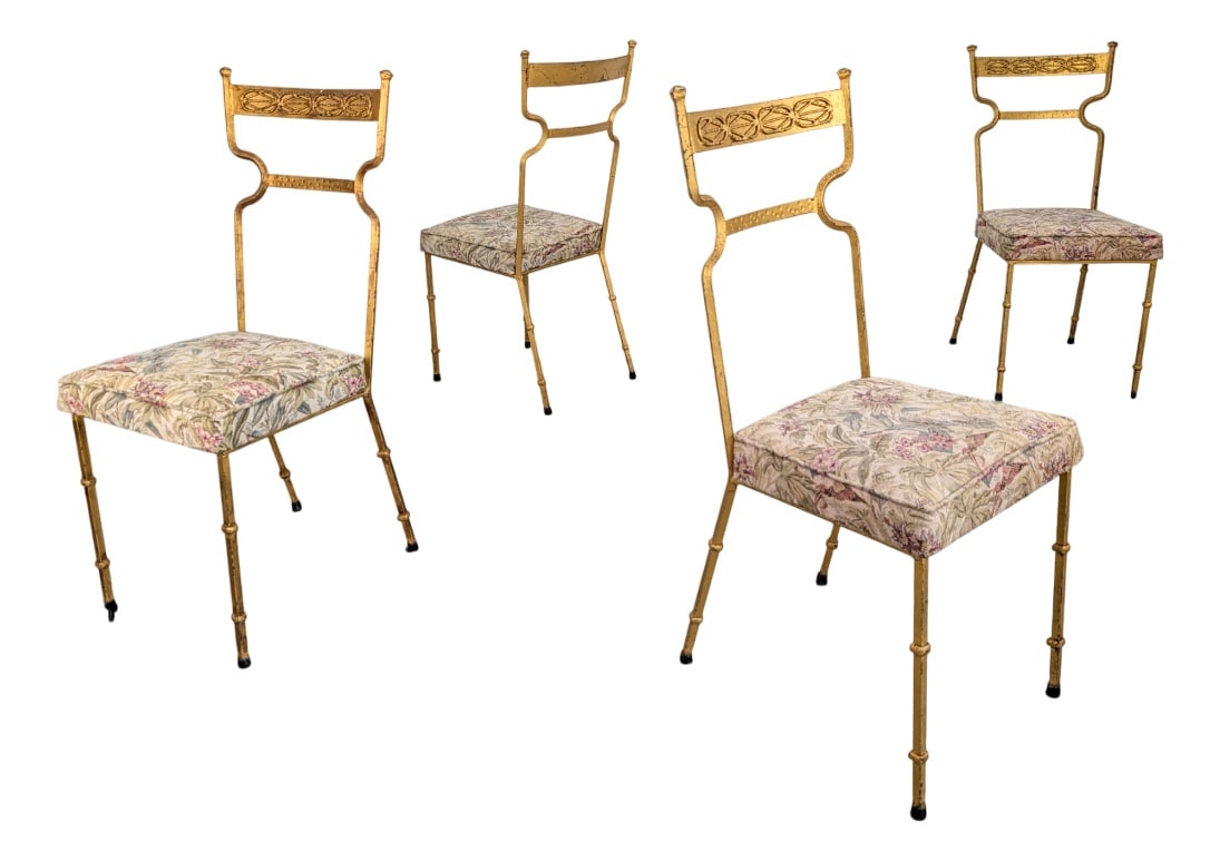 Gold Wrought Iron Chairs, 1980s, Set of 4 (1 of 13)
