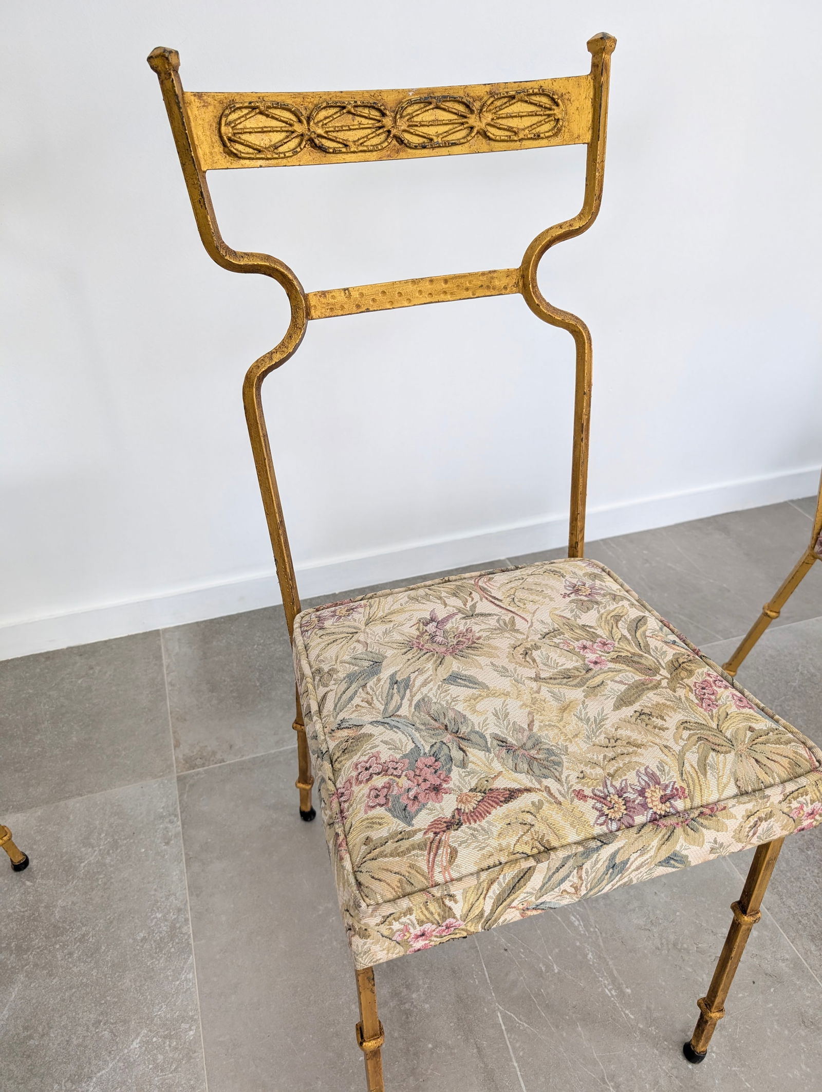 Gold Wrought Iron Chairs, 1980s, Set of 4 - 9
