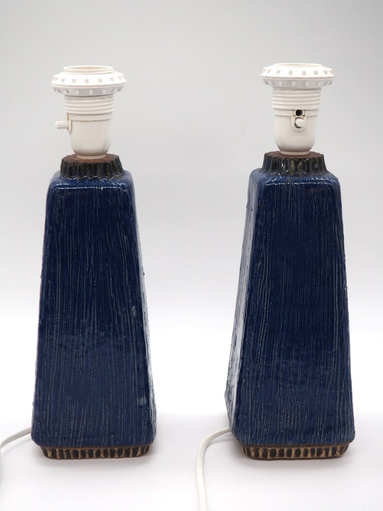 Pair of Table Lamps for Fischer Stengods, 1970s - 9