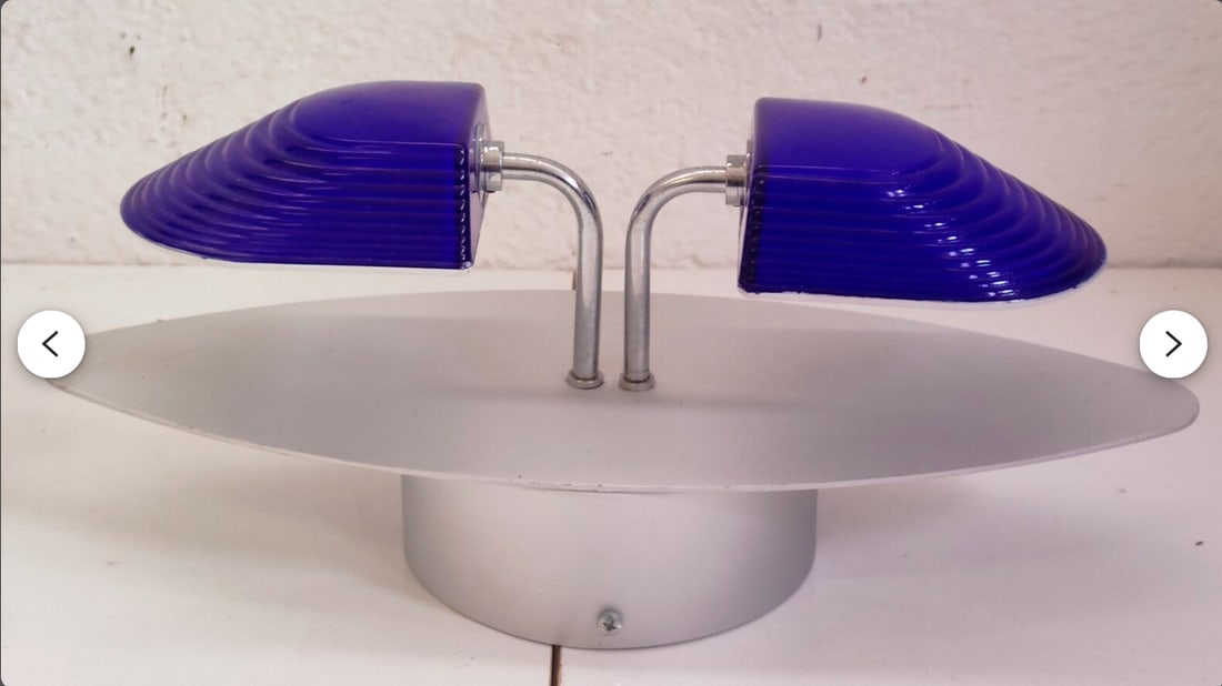 Art Deco Indigo Murano Glass Sconces, 1980s, Set of 2 - 4