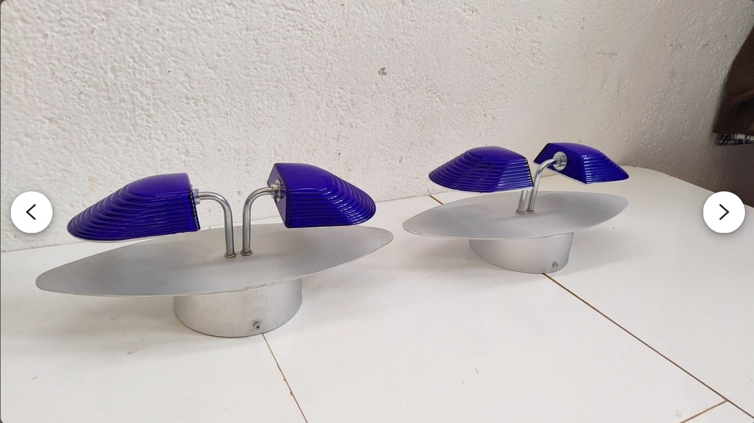 Art Deco Indigo Murano Glass Sconces, 1980s, Set of 2 - 8