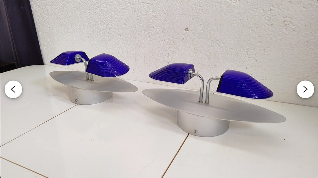 Art Deco Indigo Murano Glass Sconces, 1980s, Set of 2 - 9