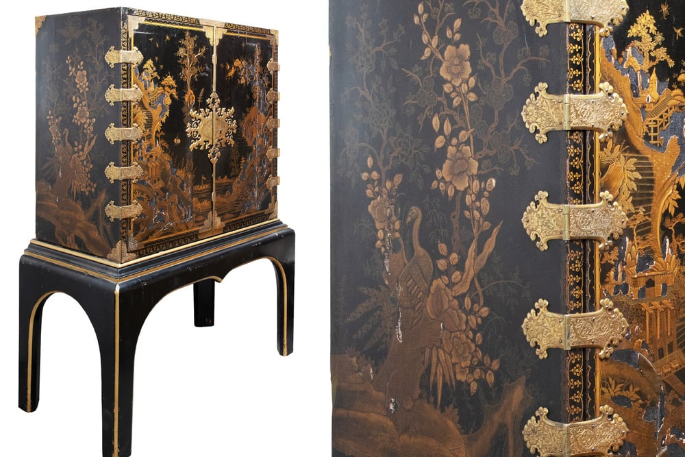 Antique Japanese Lacquer Cabinet on Stand - 2