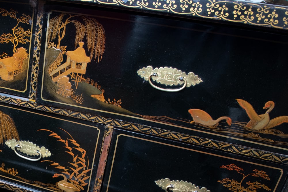 Antique Japanese Lacquer Cabinet on Stand - 3