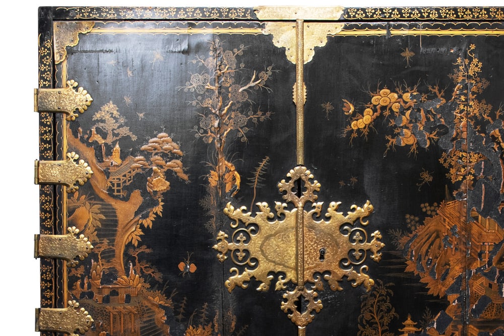 Antique Japanese Lacquer Cabinet on Stand - 6