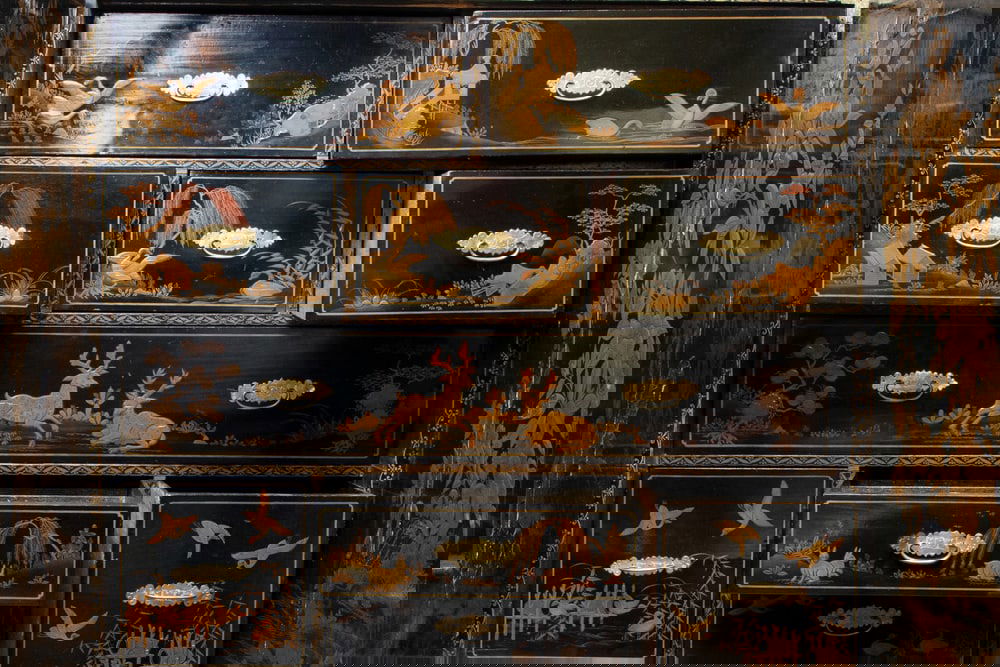 Antique Japanese Lacquer Cabinet on Stand - 8