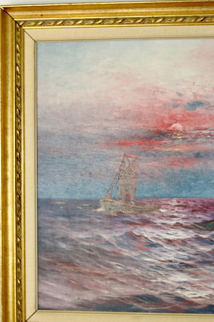 Andersson, Sailing at Sunset, 1950s, Oil, Framed - 10