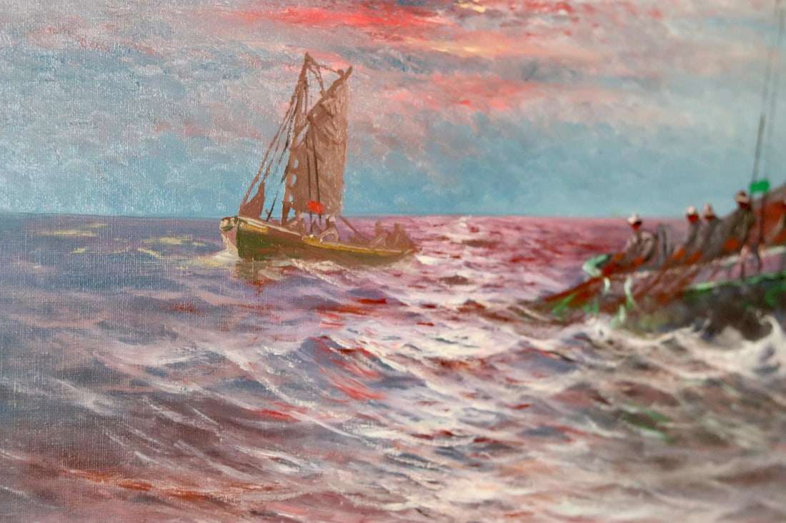 Andersson, Sailing at Sunset, 1950s, Oil, Framed - 2