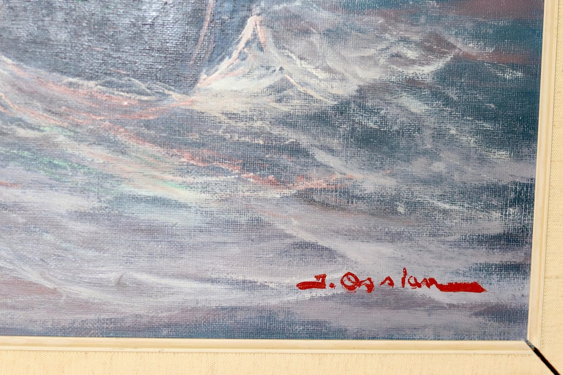 Andersson, Sailing at Sunset, 1950s, Oil, Framed - 3