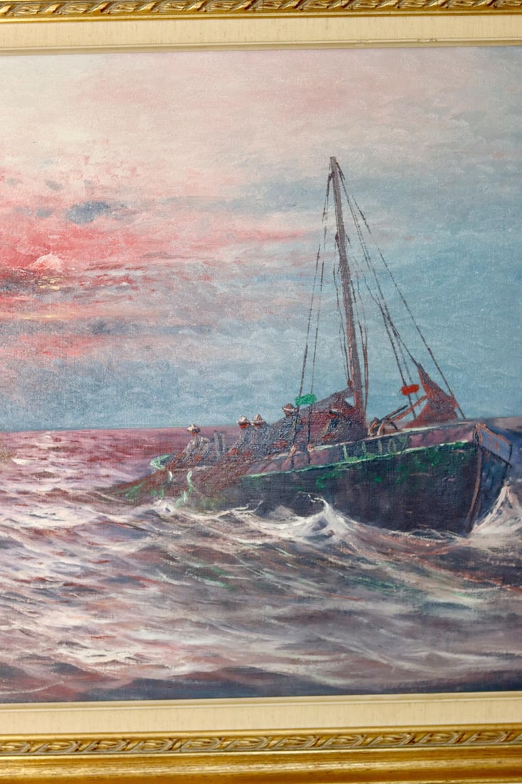 Andersson, Sailing at Sunset, 1950s, Oil, Framed - 4