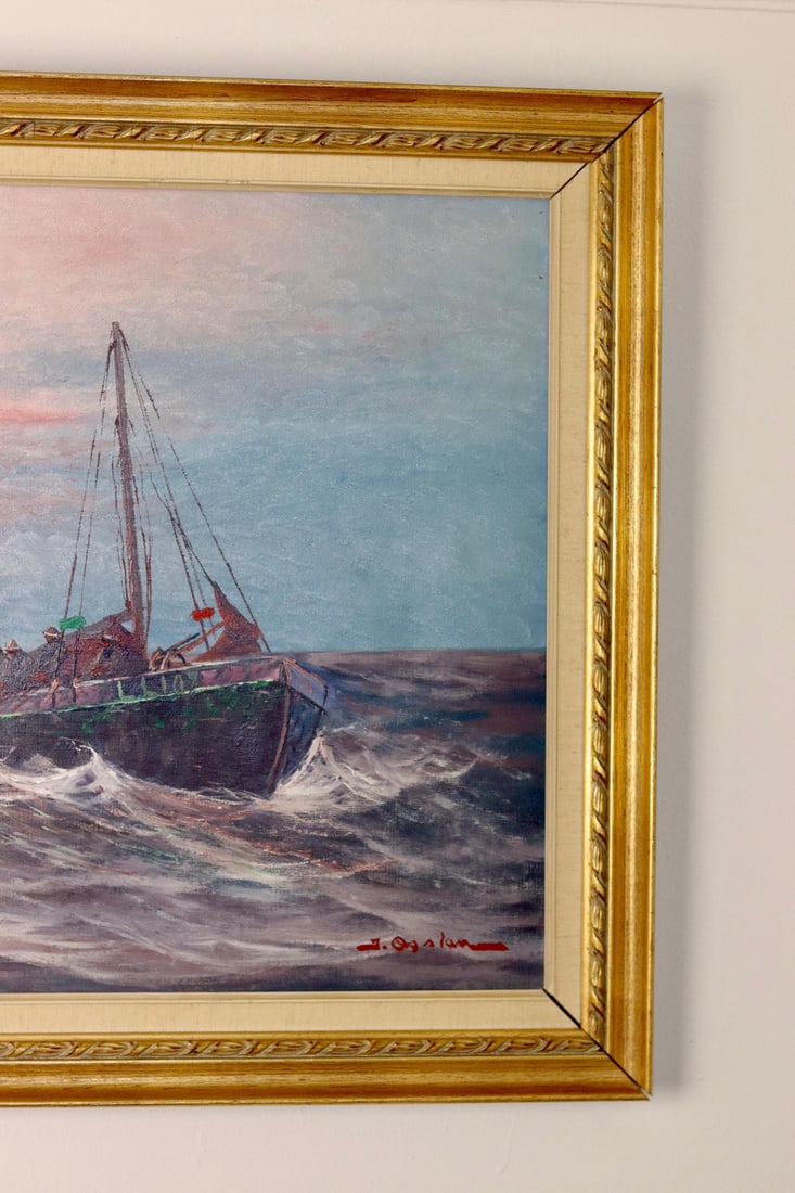 Andersson, Sailing at Sunset, 1950s, Oil, Framed - 6