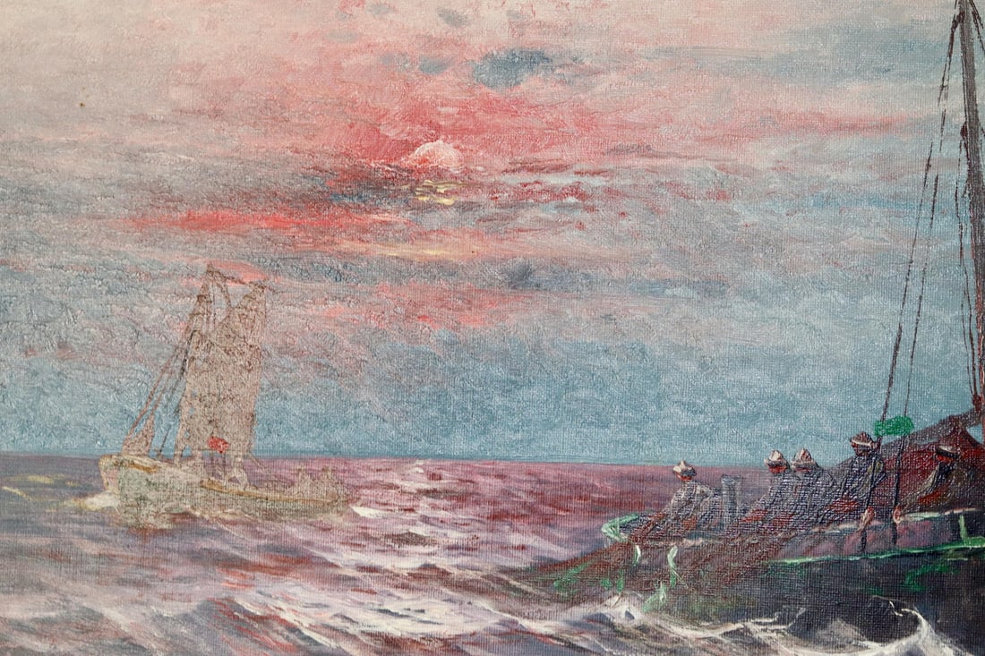 Andersson, Sailing at Sunset, 1950s, Oil, Framed - 8