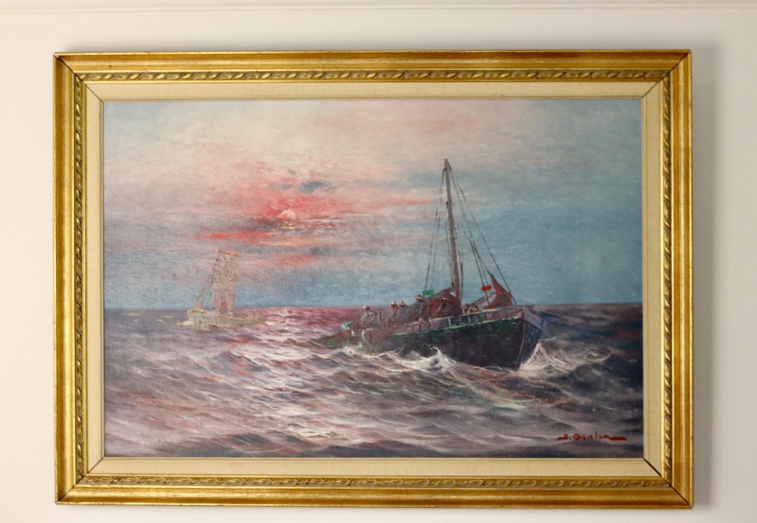 Andersson, Sailing at Sunset, 1950s, Oil, Framed - 9