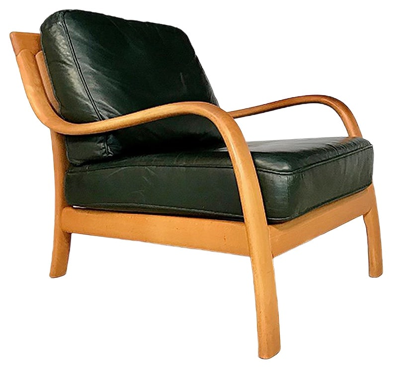 Bentwood & Leather Lounge Chair from Komfort: This large high-quality lounge chair was manufactured by Komfort in Denmark during the 1970s. Its frame is made from beautifully crafted bentwood. The elegant chair features comfortably upholstered