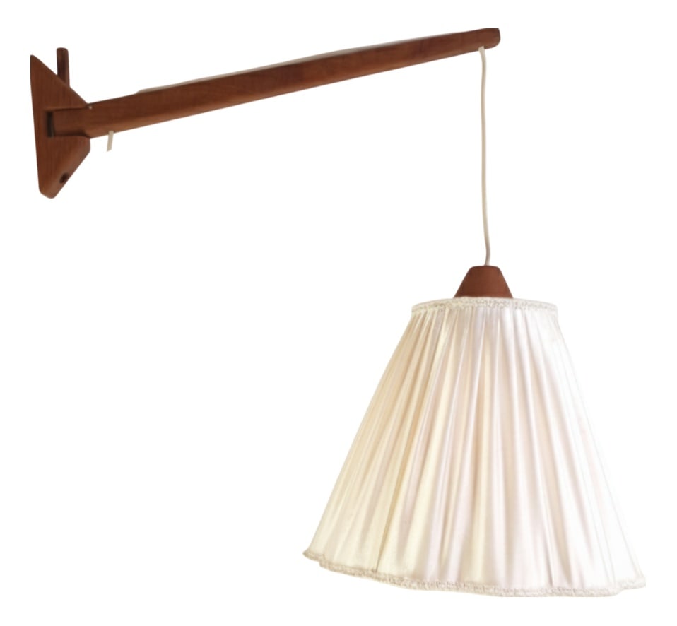 Modern Teak Wall Lamp with Swiveling Arm, 1950s (1 of 13)