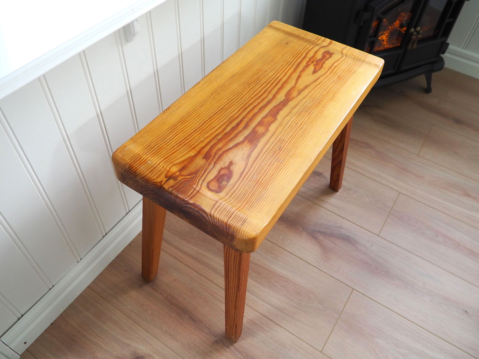 Vintage Scandinavian Pine Stool, 1970s - 6