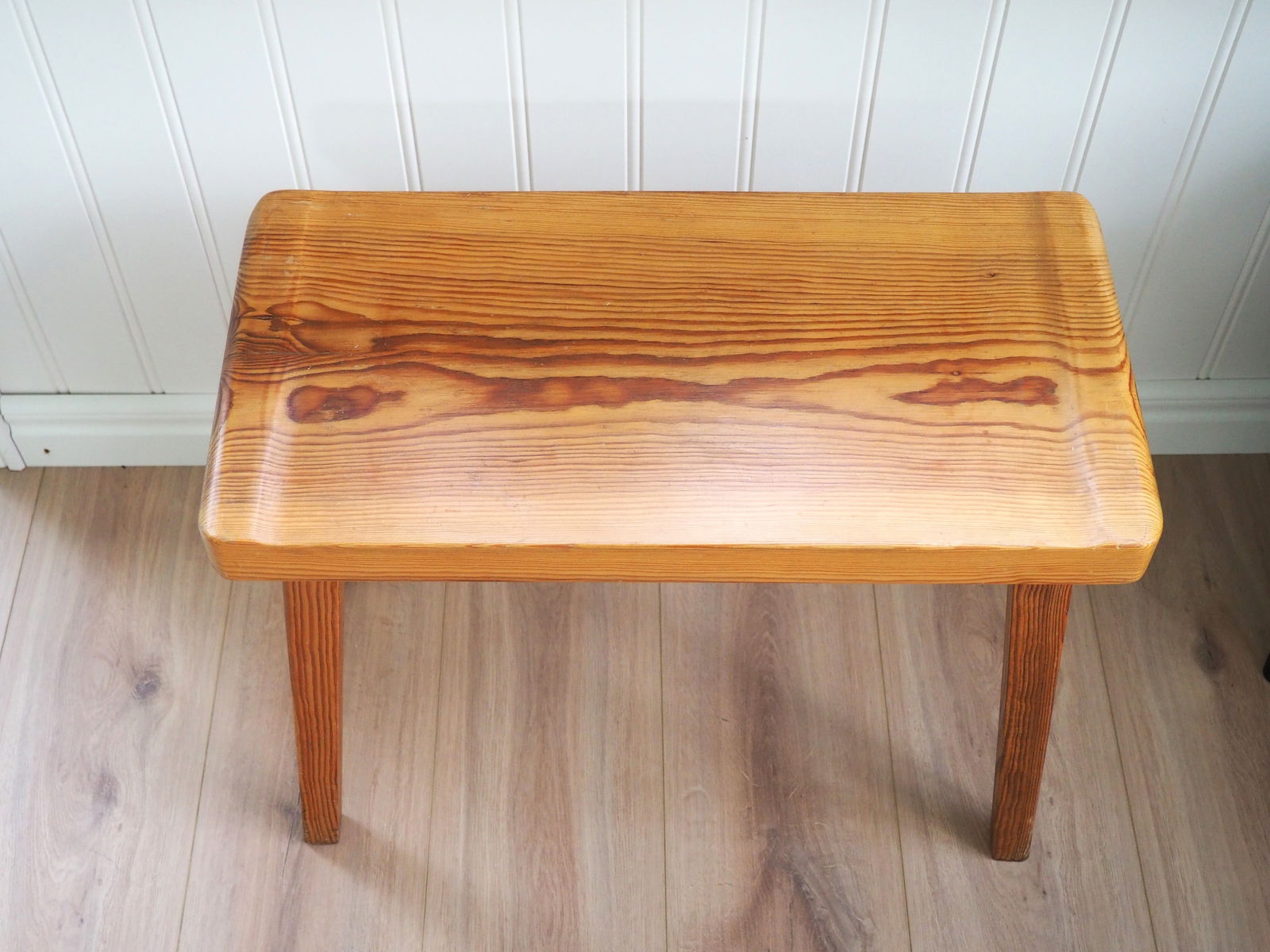Vintage Scandinavian Pine Stool, 1970s - 7