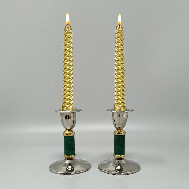 Green Candleholders, France, 1960s, Set of 2 - 4
