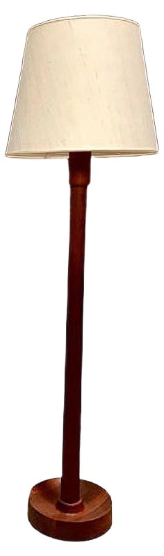 Danish Floor Lamp with Wild Silk Lampshade, 1960s (1 of 19)