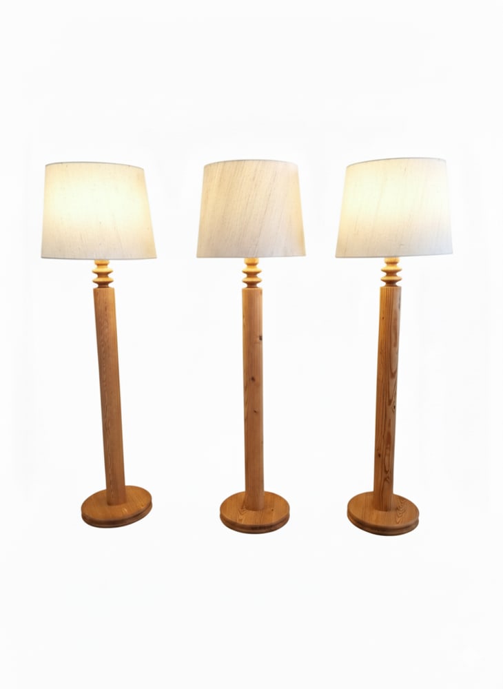 Pine Floor Lamps by Uno Kristiansson, Set of 3 - 2
