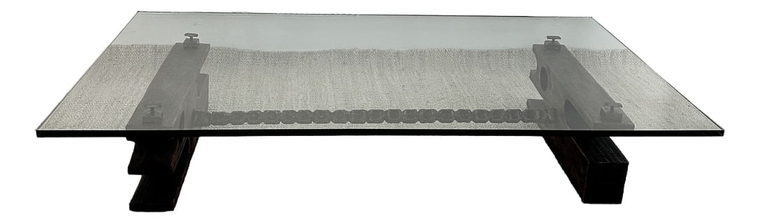 Vintage Brutalist Glass and Bronze Coffee Table (1 of 9)