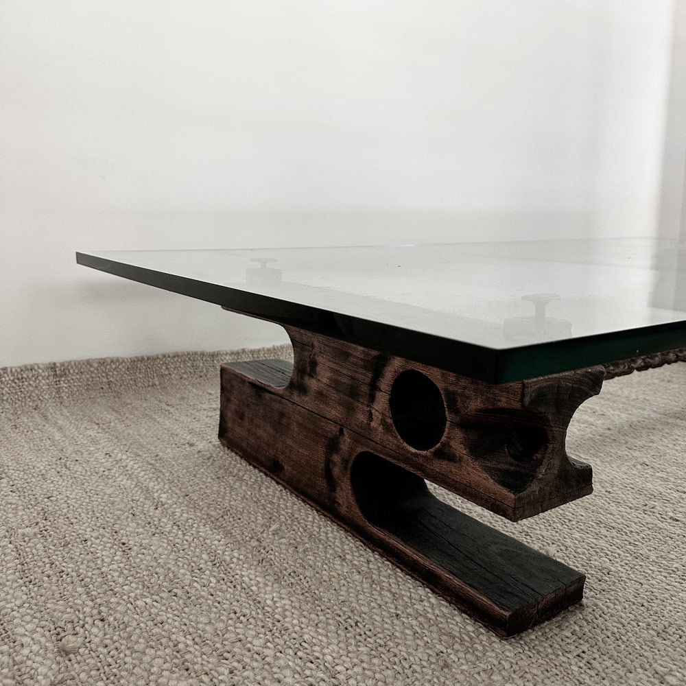 Vintage Brutalist Glass and Bronze Coffee Table - 4