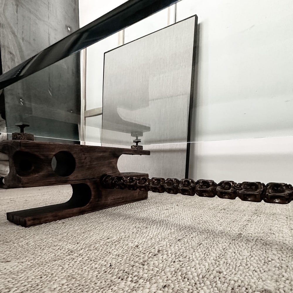 Vintage Brutalist Glass and Bronze Coffee Table - 5