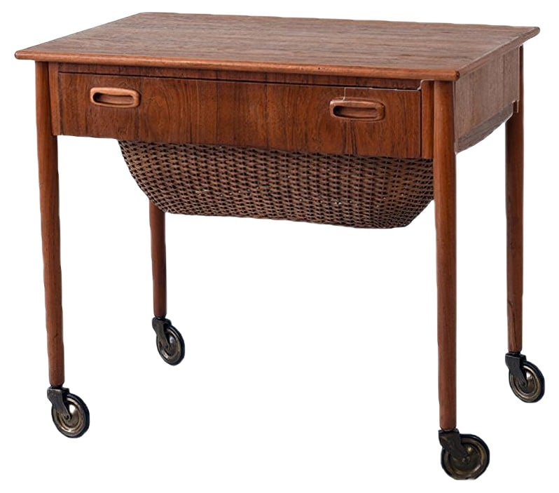 Danish Sewing Box on Castors, 1960s (1 of 8)