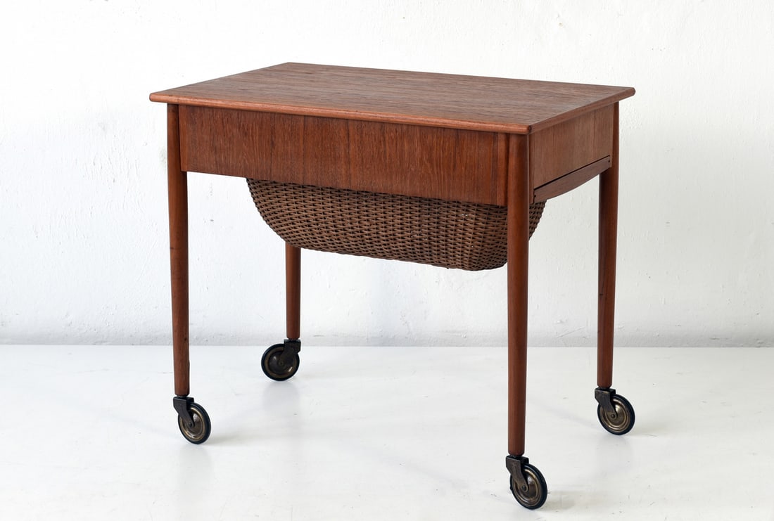 Danish Sewing Box on Castors, 1960s - 4