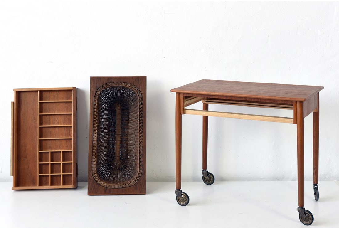 Danish Sewing Box on Castors, 1960s - 6